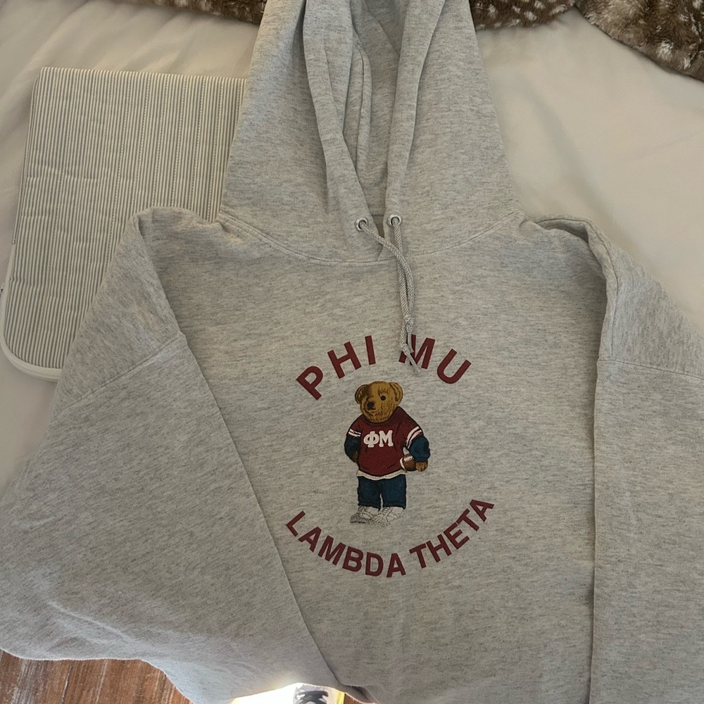 Phi Mu Lambda Theta Gray Bear Graphic Hoodie